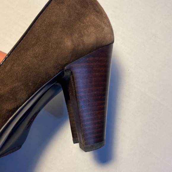 Söfft Geva Brown Suede and Leather Peep Toe High Heels 9.5 - Picture 11 of 13